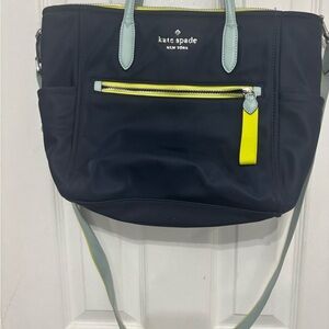 Kate Spade Dark Blue Tote with Yellow Accents